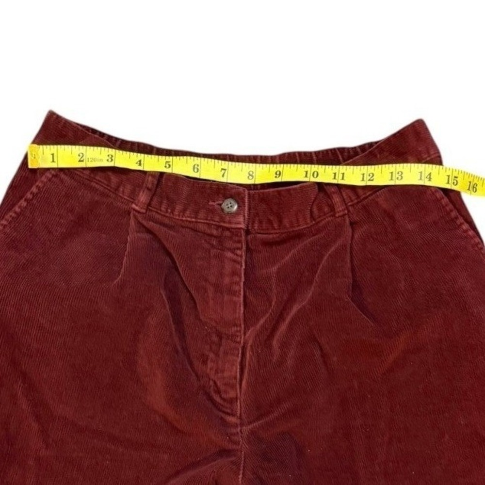 LL Bean Womens Corduroy Mom Pants 10 Burgundy Pleated High Rise Tapered Fall Vtg - Picture 7 of 9